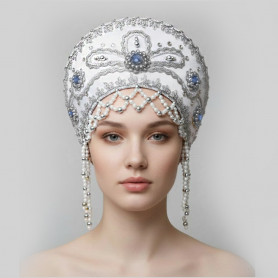 Кокошник Отрада, белый с серебром- фото 1