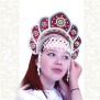 Кокошник Москвичка, бордовый с серебром - фото 2