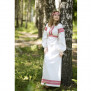 Платье Берегиня, белый лен с красным- фото 1