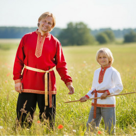 Рубаха Молодецкая, красный габардин- фото 1