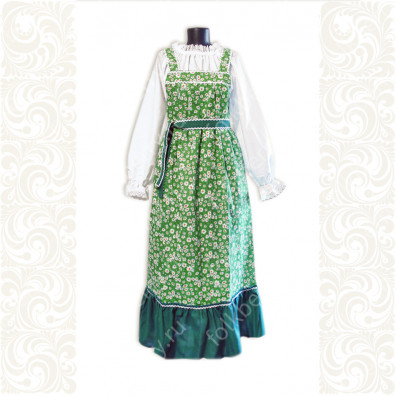 Сарафан с блузой Дуняша, зеленый цвет- фото 1